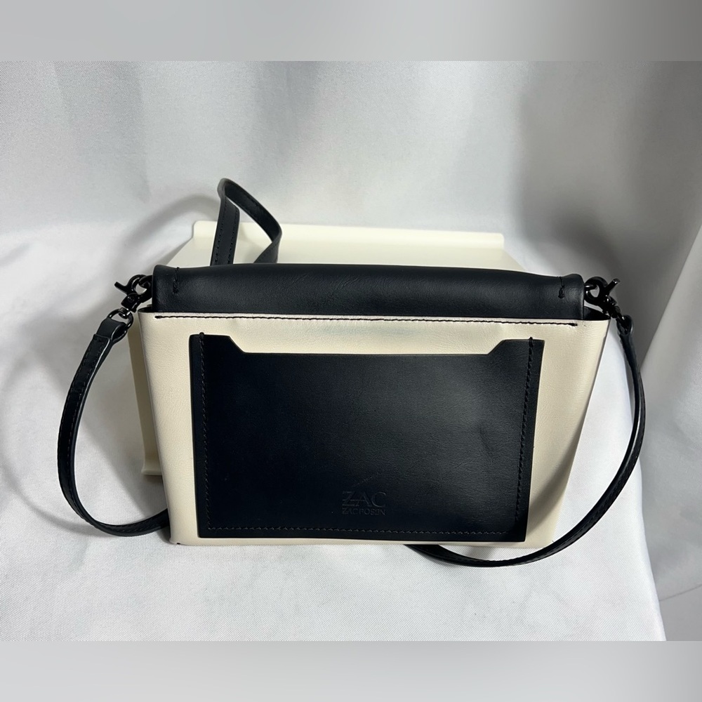 ZAC Zac Posen Crossbody With Dust Bag Black/White Soft Leather Turn Lock Closure - Picture 7 of 11